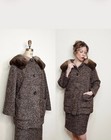 Vintage 1950s Wool Coat   Skirt Set     Speckled Brown Tweed     L xl