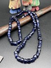 30    Antique Russian Blue Czech  Faceted Venetian Trade Beads  strand  3 