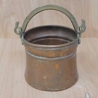 Vintage Copper Pot With Cast Brass Swing Handle Hammered