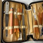 Vintage 9 Pc Manicure Grooming Set Western Germany Leather Case Premalite