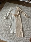 Colorblock Cream   Natural Midi Knit Dress With Tie Waist