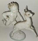 Hutschenreuther Selb Porcelain Figurine 1940s Cherub   Deer Germany Karl Tutter