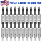 20 Pack 1 4  Male Stereo Audio Cable Jack Connector Plugs For Trs Audio New
