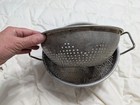Set 2 Vintage 9  Star Colander Strainer Aluminum Metal Feet Handles Farmhouse