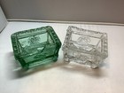 New England Glass Co Ne4 Clear   Jersey 2 Green Salt Cellar Dish 1825-1850