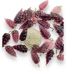 30 Vintage India Glass Dark   Light Purple Leaf Pendants Beads Charms W loop