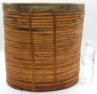 Rattan   Brass Rim Vintage Mid Century Large Oval Basket Planter Made In Italy