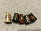 Lot Of 5 Vintage Original Decorative Sewing Thimbles  Floral Painted Patterns