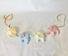 Vintage Plush Elephants Wall Hanging Garland Nursery Decor Pastel Handmade Baby