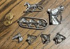Lot Of 7 Pcs - Sterling Silver Horse Pins  3   And 2 Sets Of Screw Back Earrings