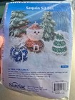 Rare  Herrschners Sunrise A Tree For Santa Sequin Bead Xmas Ornament Kit Makes 3
