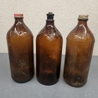 Vintage Dazzle Glass Bottles Amber Glass Bottle Set Of 3 W  Caps   Cork Antique