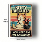 Retro Kitty Biscuits Cat Metal Tin Sign Vintage Wall Plaque Kitchen Decor Gift