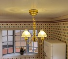 Dollhouse Battery Light 2 Arm Ceiling Chandelier Flower Shades 1 12 Scale