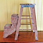 Vtg Wooden Step Stool ladder Plant Stand Display Shabby Chic Primitive Farmhouse