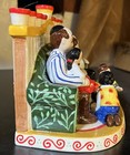 Rare Jewish Family Playing Dreidel Menorah Hanukkah Chanukah Candleholder No Box