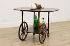 Traditional Vintage Walnut Rolling Tea Or Bar Cart  Imperial  51766