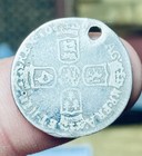 William Iii Ar 6-pence London Ad 1694-1702  Pierced Example  Likely For Pendant 