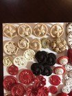 Vintage Fancy Plastic Buttons Lot Of 98 variety Of Colors shapes  extras