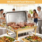 9qt 2pcs Gold Chafing Dish Buffet Set Stainless Steel Chafer Party With Clips