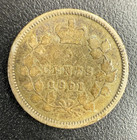 1891 Canada Five 5 Cent Victoria Sterling Silver Nickel Coin - Scratched