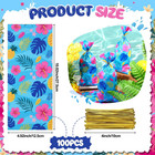100 Pcs Hawaii Tropical Party Cellophane Treat Bags Luau Candy Plastic Goody Bag