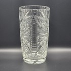 Vintage Cut Crystal Vase 8 7 Clear Starburst Fan Pattern Heavy Glass Flower Vase