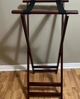 Vintage 38    Tall Wooden Folding Luggage Suitcase Rack Stand Cherrywood Look