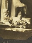    children With Toys    Vintage Sepia Photographs  Set Of 2