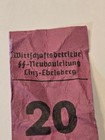 Third Reich Ww2 Wwii German Linz Ebelsberg 20 Rpf Scrip Ss Camp Note Currency