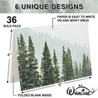 36 Pack Christmas Tree Cards With Envelopes Stickers Winter Forest Greeting Card