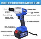 Dayplus 2 In 1 Cordless Electric Impact Wrench Gun 1 2   Driver Li-ion Battery