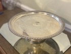 Vintage Silver-plate 12    Pedestal Cake D    Oeuvre Rimmed Tray Platter