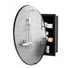 Round Bathroom Medicine Cabinet  Wall Mounted Mirror Cabinet  Black