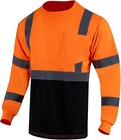 4 Pack Hi-vis Safety Workwear Long Sleeve Shirt Top Reflective Two Tone Orange
