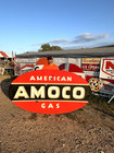 Vintage Large Porcelain Amoco Oil Gas Gasoline Sign 96 By 48 Inch 2 Sided Rare