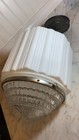 Vintage Antique 1920s-30s Art Deco Milk Glass   Crystal Skyscraper Pendant Light
