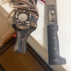 Vintage Collins   Co  Broad Bladed Machete With Decorative Leather Sheath