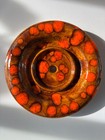 Vintage 1960s 70s Fat Lava   Tie Dye Orange Brown Two Piece Pillar Candle Holder