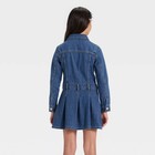 Girls  Long Sleeve Denim Dress - Cat   Jack Dark Wash M