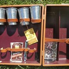 Vtg Mcm Londonaire Portable Pub Travel Bar Set Locked Leather Case Key Cowhide