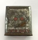 Vintage Twin Oaks Mixture Tobacco Pocket Tin Embossed Metal Hinge Top