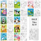 12 Pcs Pre-drawn Canvas For Kids - 8 x10  Cute Animal Painting Set  Art Gift