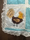 Gingham Farm Animals Embroidery Applique Vintage Baby Quilt Blanket Blue