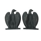 Cast Iron Eagle Bookends Pair Black Vintage Americana Heavy Patriotic Doorstop