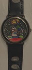 Vtg 1992 Ren And Stimpy Watch Newinpackage Black Leather Band New Battery-works
