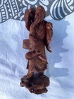 Antique Asian Hand Carved Wood Statue Man Realistic Eyes 7   