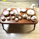 Dollhouse Miniature Dish Set Porcelain Pink Rose Floral Dinner Tea Set 30 piece