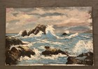 Vintage Antique Seascape Surf Ocean Mcm Signed Vernone 36    X 24    Large Original