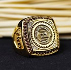 Netural Garnet Gemstone Signet Ring Gold Plated Graduation College Ring